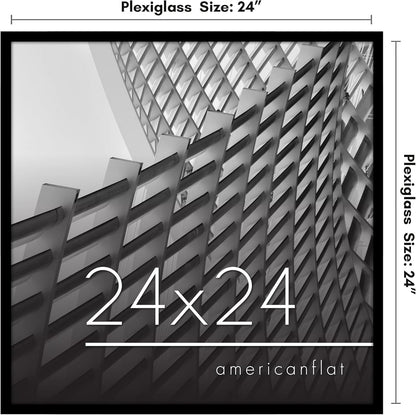 Americanflat 24x36 Poster Frame with Polished Plexiglass - Streamline Collection - Thin Border Picture Frame for Wall Display - Hanging Hardware Included - Black - Colors C