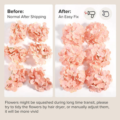 Auihiay 64 PCS Artificial Hydrangea Flowers, Silk Hydrangea Full Flowers Heads with Stems for Wedding Centerpieces, Home, Garden, Baby Shower, Party Decoration (Ivory)