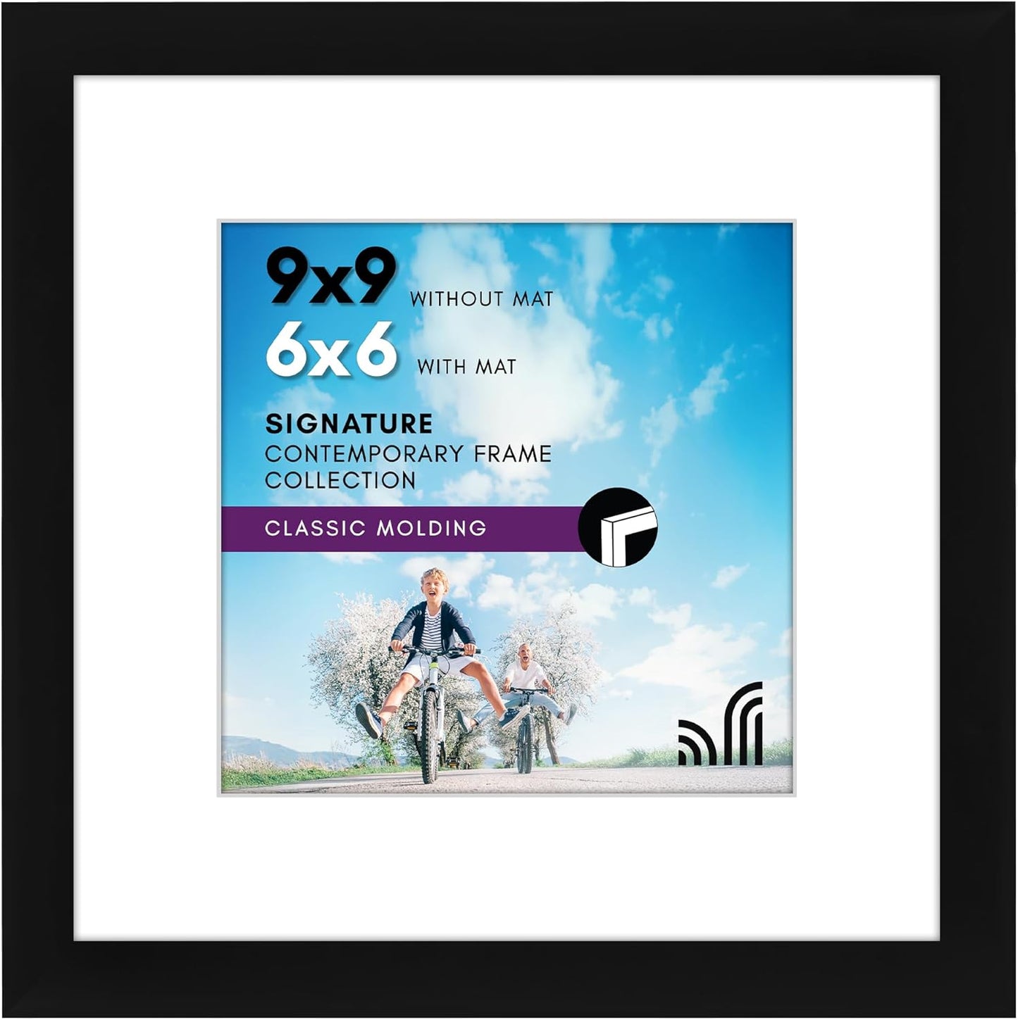 Americanflat 8x10 Picture Frame with Shatter-Resistant Glass - Use as 5x7 Frame with Mat or Display 8x10 Photo Without Mat - Signature Collection - Picture Frames for Tabletop and Wall Display - Black