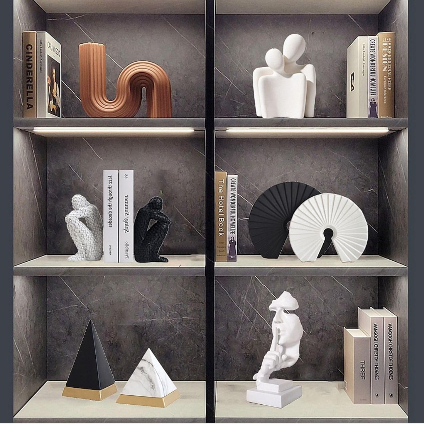 Couple Statue for Home Decor,Hugging Couple Figurines,Valentines Decor,Modern Romantic Sculptures for Living Room Bedroom Office(White+Black)
