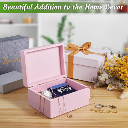 DRASTAR Wooden Keepsake Box, Large Acacia Storage Memory Box with a Hinged Lid for Crafts and Photo Storage
