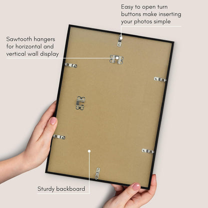 Americanflat 24x36 Poster Frame with Polished Plexiglass - Streamline Collection - Thin Border Picture Frame for Wall Display - Hanging Hardware Included - Black - Colors A