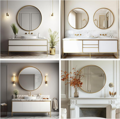 Sunniry Black Round Mirror, Round Mirror 24 inch, Black Circle Mirrors Matte Metal Frame, Wall Mounted Mirrors for Living Room, Bathroom, Wall, Entryway.
