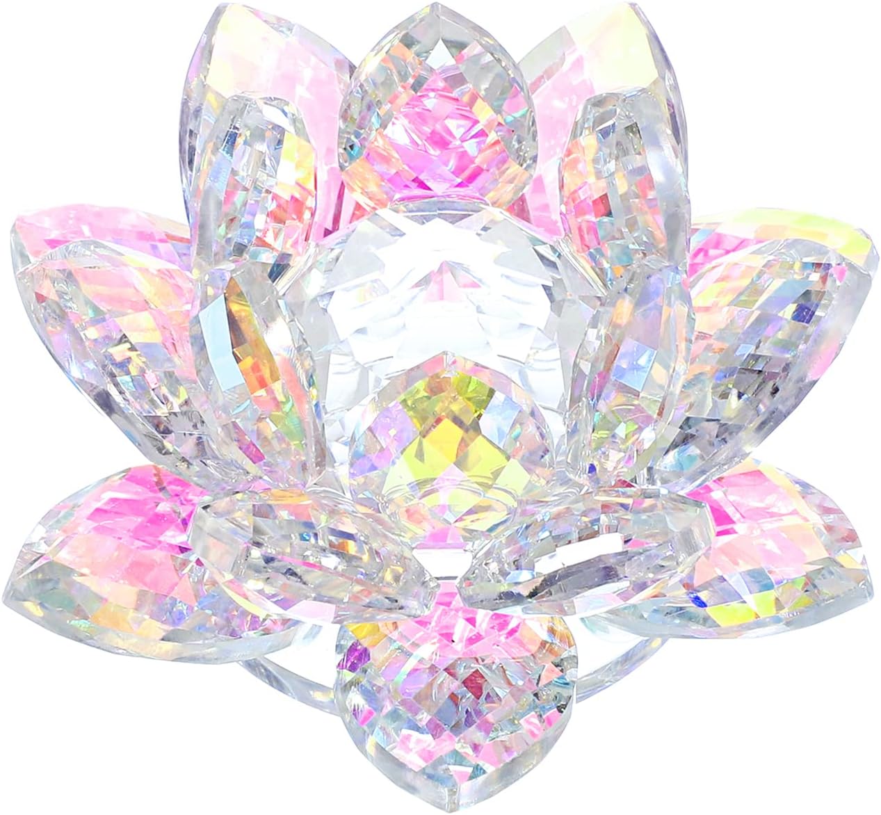 OwnMy 3 Inch Sparkle Crystal Lotus Flower Figurines Decorative Lotus Flower Ornament, Glass Lotus Feng Shui Decor Crystal Flower Paperweight for Home Office Tabletop Centerpieces