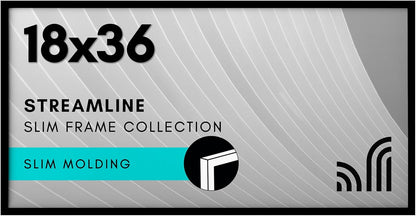 Americanflat 24x36 Poster Frame with Polished Plexiglass - Streamline Collection - Thin Border Picture Frame for Wall Display - Hanging Hardware Included - Black - Colors A