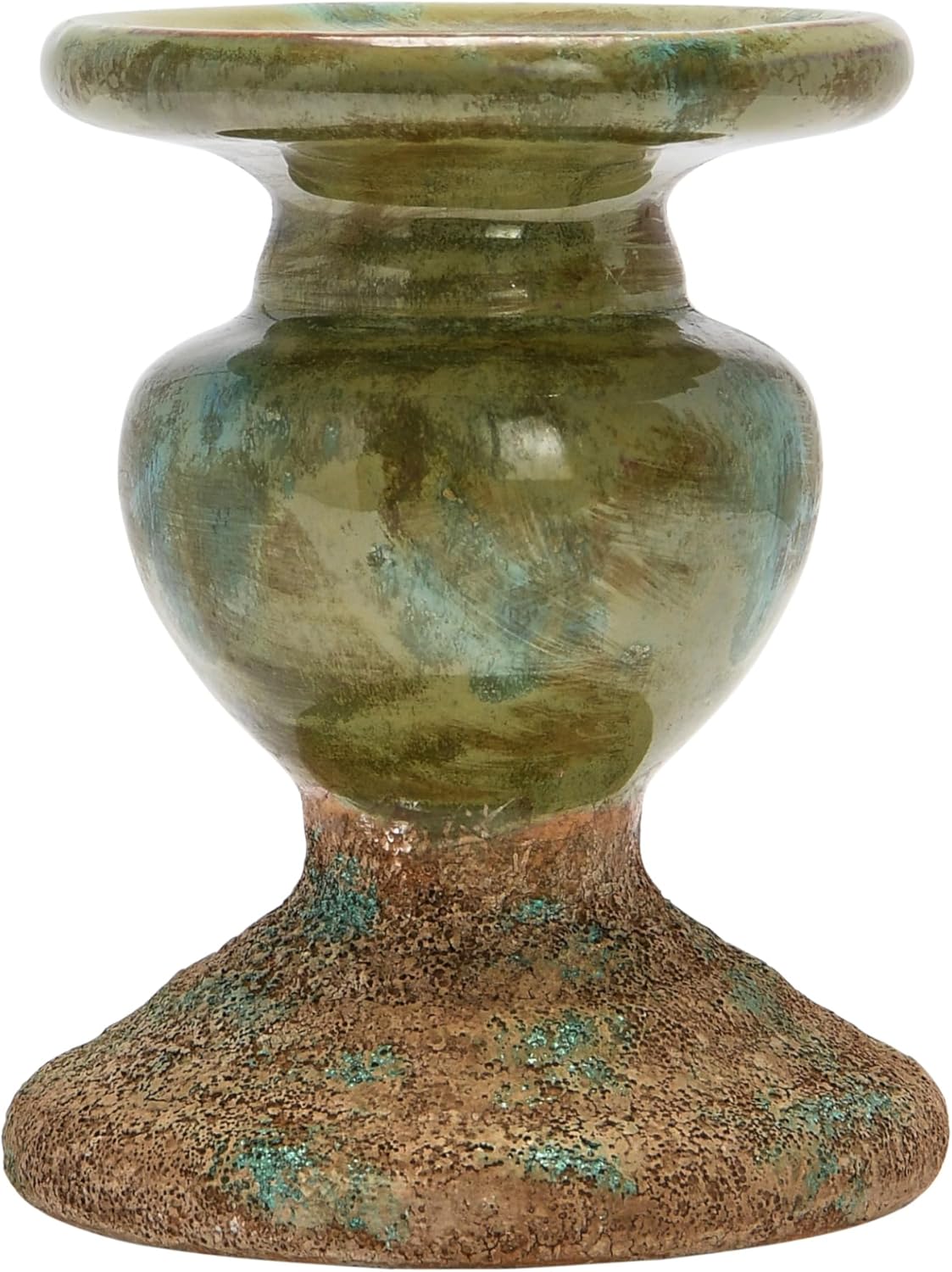Creative Co-Op Small Distressed Blue Terracotta Pillar Candle Holder