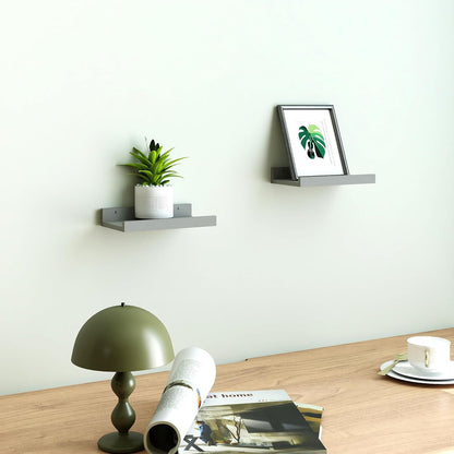 White Floating Shelves for Wall Decor, Wall Mounted Wood Storage Shelf for Bedroom, Living Room, Bathroom, Kitchen, Nursery, Display Picture Ledge Shelf with Lip Set of 2-14 Inches, White