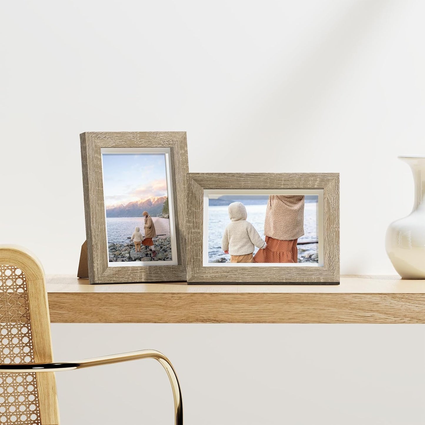 Vittanly 8x10 Picture Frames Set of 9, Shatter Resistant Plexiglass, Display 5x7 Pictures with Mat or 8x10 without Mat, Photo Frames for Wall or Tabletop, Engineered Wood, Black - Colors B