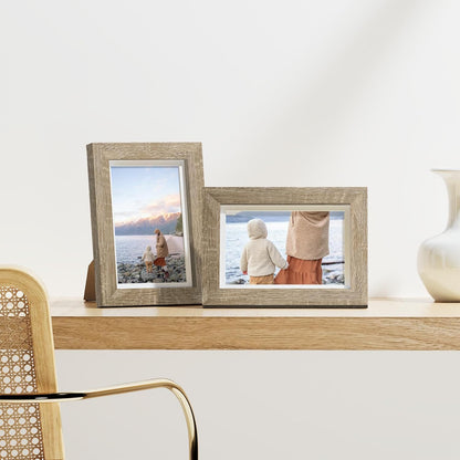 Vittanly 8x10 Picture Frames Set of 9, Shatter Resistant Plexiglass, Display 5x7 Pictures with Mat or 8x10 without Mat, Photo Frames for Wall or Tabletop, Engineered Wood, Black - Colors B