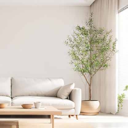 FEELEAD 7ft Faux Olive Tree - Fake Potted Olive Silk Tree with Planter Natural Olive Branches and Realistic Leaves Artificial Tree for Home House Office Decor Indoor