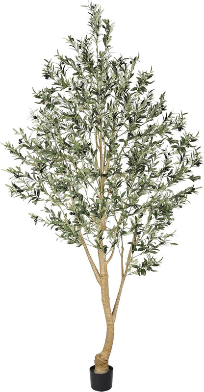 Realead Faux Olive Tree 7ft - Realistic Tall Olive Trees Artificial Indoor - Large Fake Olive Tree with Natural Wood Trunk and Lifelike Leaves - Artificial Olive Tree for Home Office Decor