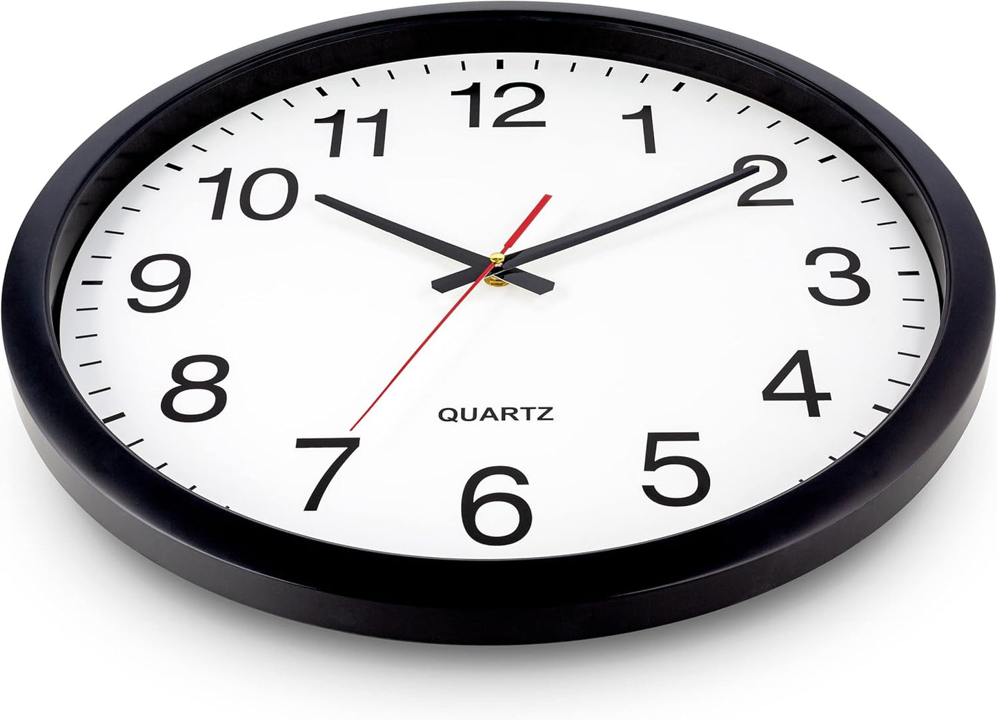 Bernhard Products Black Wall Clock Silent Non Ticking 10 Inch Quality Quartz Battery Operated Round Easy to Read Home/Office/Kitchen/Classroom/School Clock Sweep Movement