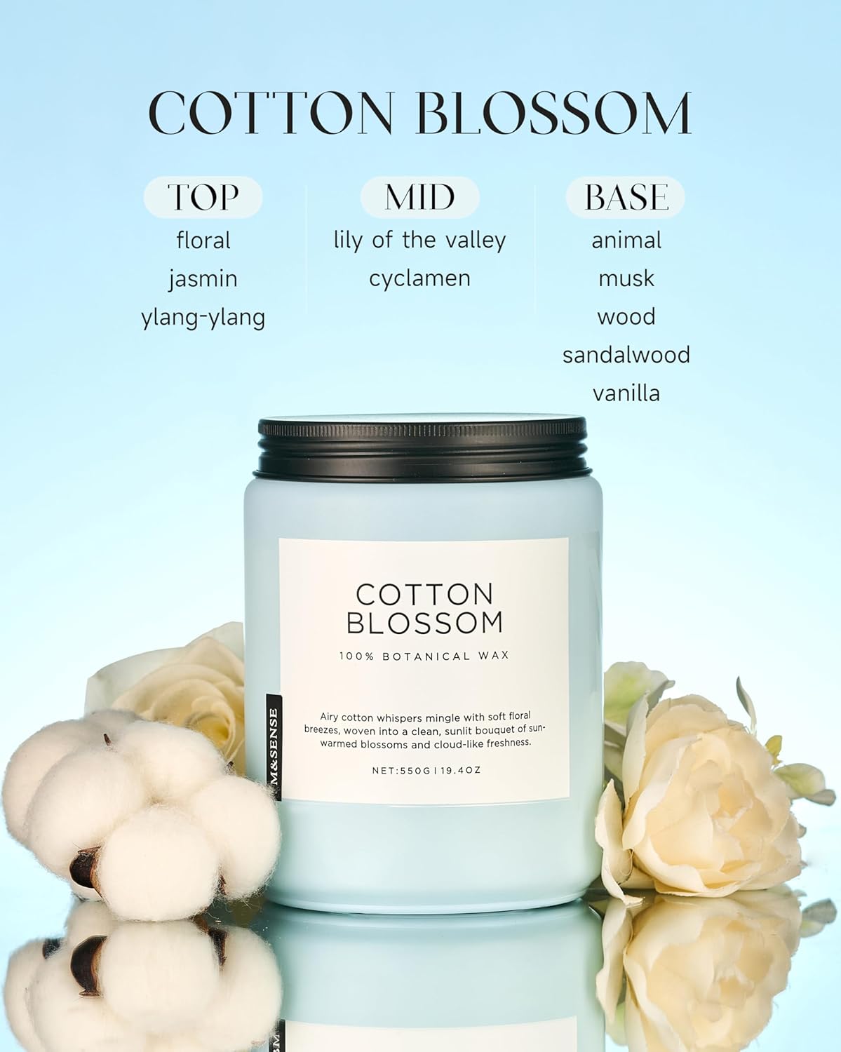 M&SENSE Eucalyptus & Mint Scented Jar Candle, Large 19.4oz Natural Soy Wax, 110-Hour Long Lasting Non-Toxic Clean Burning, Fresh Smelling Home Aromatherapy for Spa Stress Relief, Gifts for Men Women