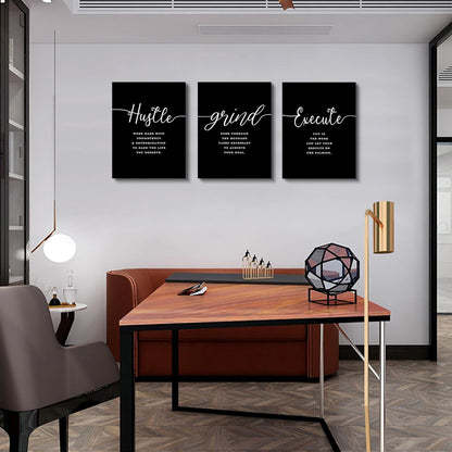 Inspirational Canvas Painting Wall Art -EPHANY ART,Mindset Quotes Prints, Success Framed Entrepreneur Poster Positive Quotes Wall Poster for Home Office Workplace (M-3pcs,12x16inchx3pcs)