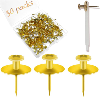 50 PCS Push Pins Picture Hangers Wall Hooks, Double Headed Thumb Tacks for Wall Hangings, Renter Friendly Decor Small Picture Frame Hangers for Drywall Cork Board Home Office Photo Decorations(Black)