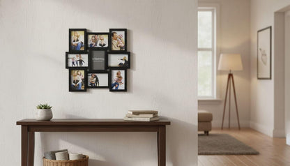 MELANNCO Collage Picture Frame for Wall, Holds 12 Photos - Six 4x6 and Six 6x4 Images, 18x23 Inch Black Plastic Frame, Hang Horizontal or Vertical, Gallery Wall Decor