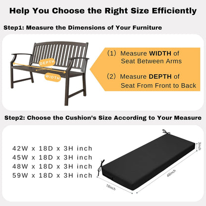 idee-home Outdoor Bench Cushion Waterproof, Bench Cushions for Outdoor Furniture, Patio Porch Swing Replacement Seat Pad with Ties for Garden Backyard, 48 x 18 Inch Red