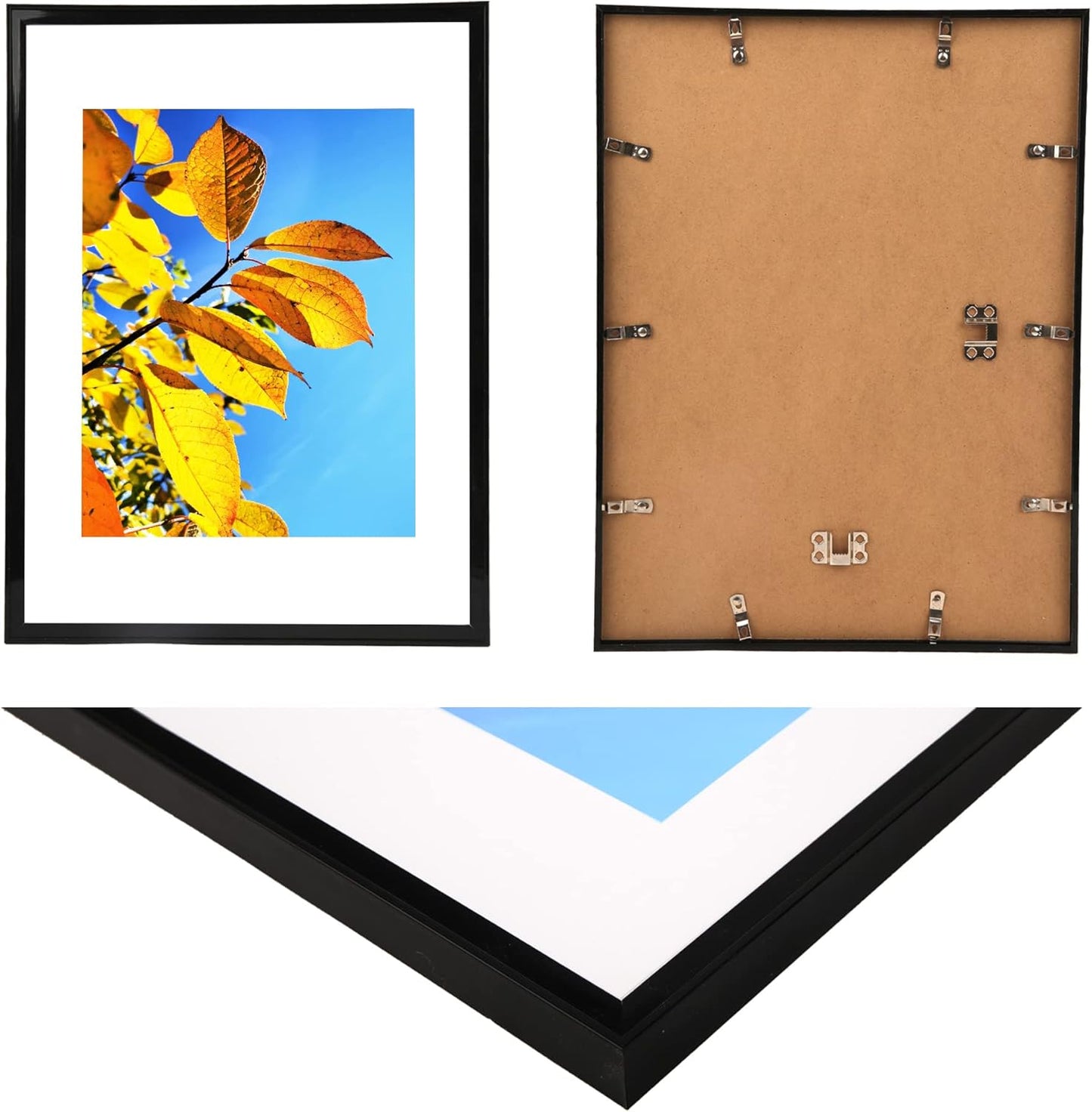 Aynoo Wood Floating Picture Frame 7x9, Table Top 8x10 7x9 6x8 Floating Frame Black Metal Modern Style Frame (PHSD),1Pack