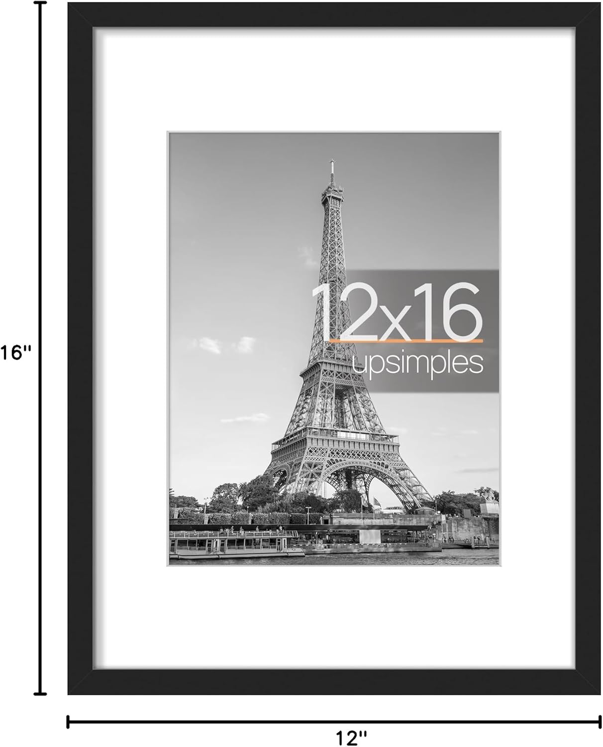 upsimples 8x10 Picture Frame, Display Pictures 5x7 with Mat or 8x10 Without Mat, Wall Hanging Photo Frame, Black, 1 Pack - Colors A