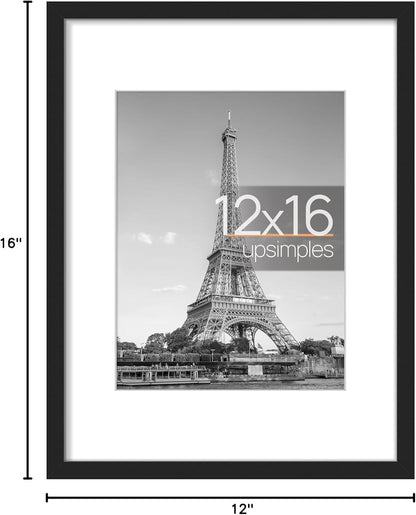 upsimples 8x10 Picture Frame, Display Pictures 5x7 with Mat or 8x10 Without Mat, Wall Hanging Photo Frame, Black, 1 Pack - Colors A