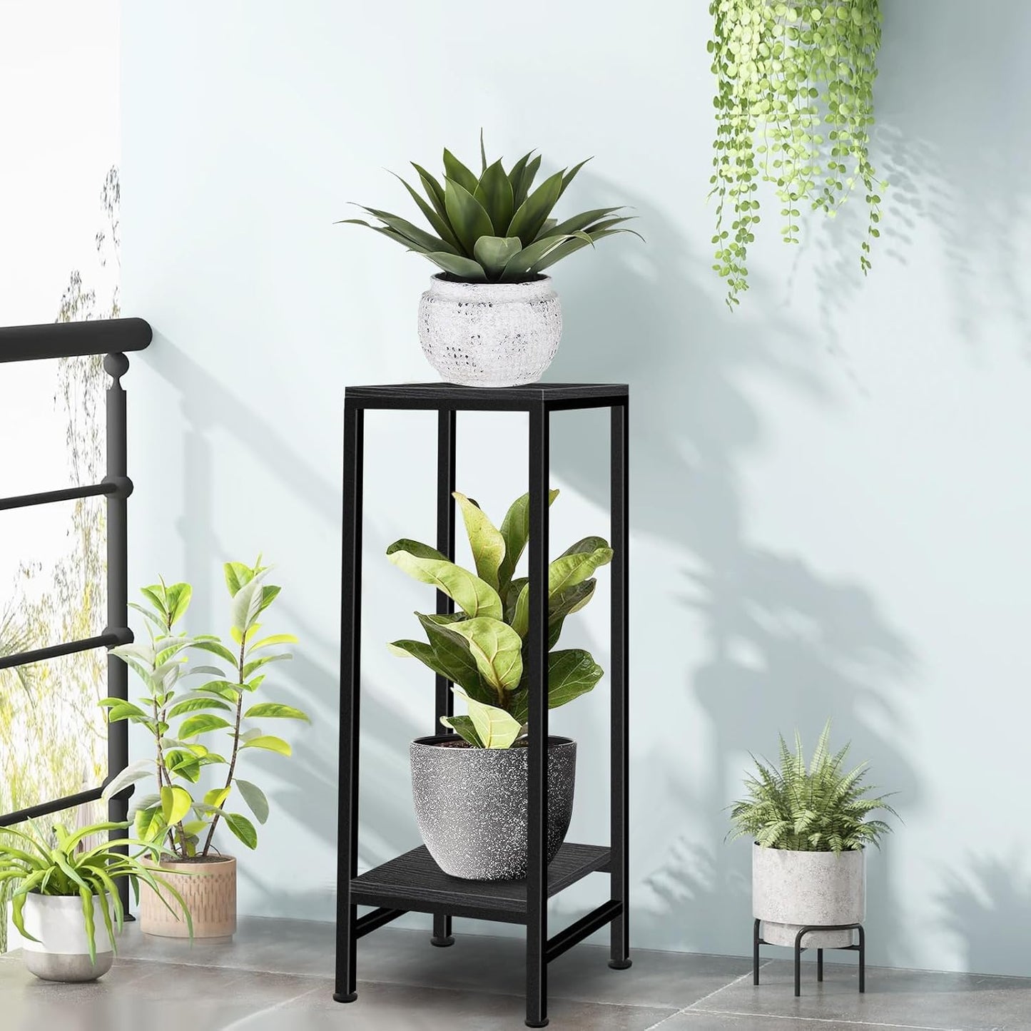 Plant Stand Indoor, Tall Plant stands for Indoor Outdoor Plants, 2 Tier Heavy Duty Plant Shelf 31" Metal Pedestal Stand Modern Corner Flower Stand for Patio, Living Room, Balcony