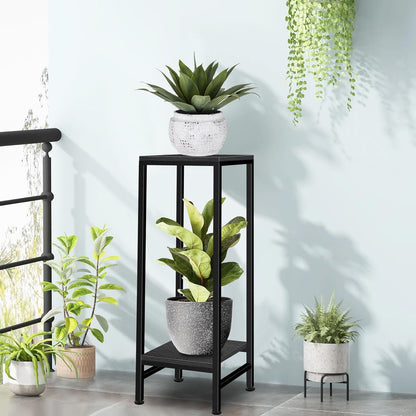 Plant Stand Indoor, Tall Plant stands for Indoor Outdoor Plants, 2 Tier Heavy Duty Plant Shelf 31" Metal Pedestal Stand Modern Corner Flower Stand for Patio, Living Room, Balcony