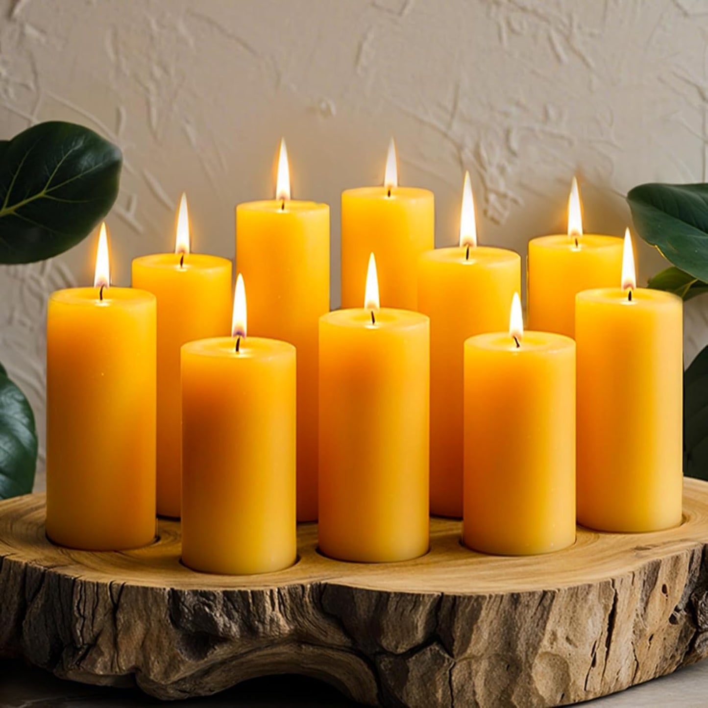 Natural Beeswax Candles 4 Packs, Beeswax Pillar Candles with 140 Hours Burn Time, Organic Emergency Candle Long Burning for Home Room, Smokeless & Dripless, 2x4 inch