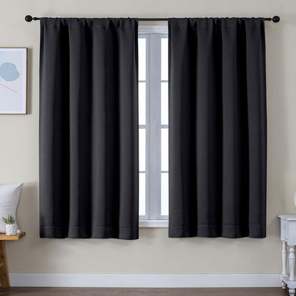 Simplebrand Ava Sage Green Blackout Curtains for Bedroom 63 Inch Length 2 Panels Set, Solid Thermal Insulated Energy Saving Rod Pocket Window Treatment Curtains Blackout Drapes, W40 x L63 Inch, Sage - Colors C