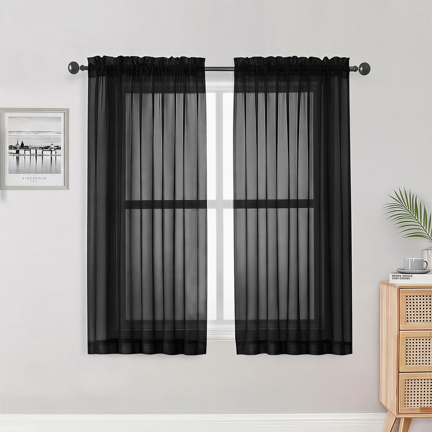 OWENIE Sheer Curtains 84 inches Long 2 Panels Set for Living Room/Bedroom, Rod Pocket Voile Sheer Panel Drapes, White, 2pcs, Each 42" W x 84" L - Colors B