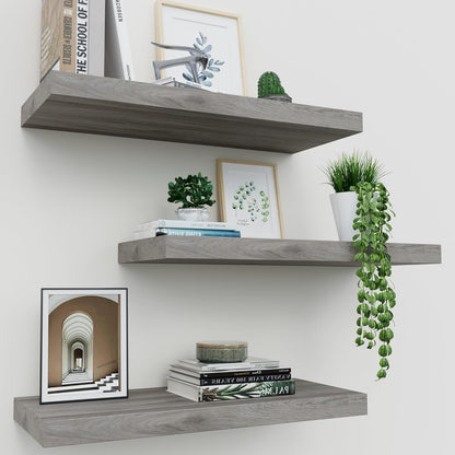 Upassion White Floating Shelves - Set of 3, 16" Wall Mounted Shelves for Home Decor, Living Room, Bedroom, Bathroom, Kitchen