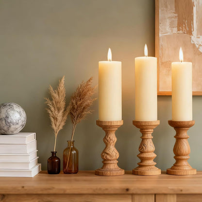 Unscented Ivory Pillar Candles Set of 6-2.8x4 inch - Dripless and Smokeless Large Pillar Candles, 50-Hours Long Burning Time Paraffin Candle for Dinner Table, Christmas and Home Decor