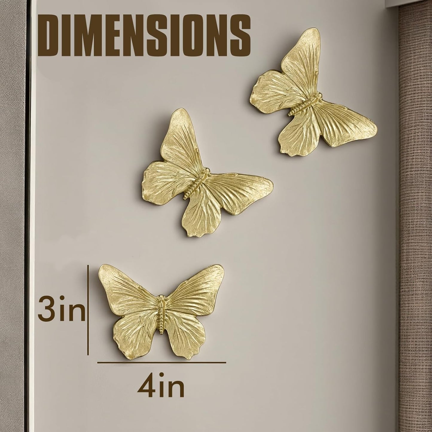 GUSFREUD 3D Butterfly Wall Decor Set – Resin Wall Decorations for Living Room, Bedroom, Garden, Yard, Outdoor and Gallery Walls - Antique Copper - Set of 3