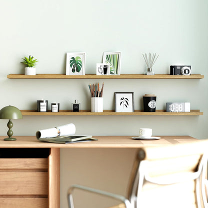White Floating Shelves for Wall Decor, Wall Mounted Wood Storage Shelf for Bedroom, Living Room, Bathroom, Kitchen, Nursery, Display Picture Ledge Shelf with Lip Set of 2-14 Inches, White