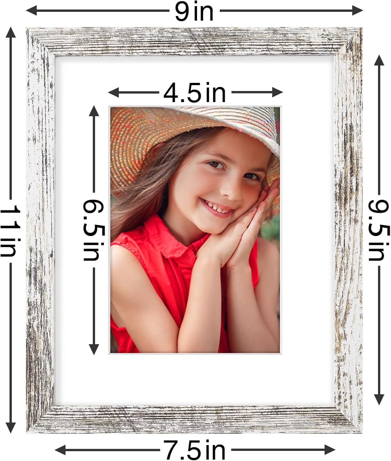 Vittanly 8x10 Picture Frames Set of 9, Shatter Resistant Plexiglass, Display 5x7 Pictures with Mat or 8x10 without Mat, Photo Frames for Wall or Tabletop, Engineered Wood, Black - Colors A