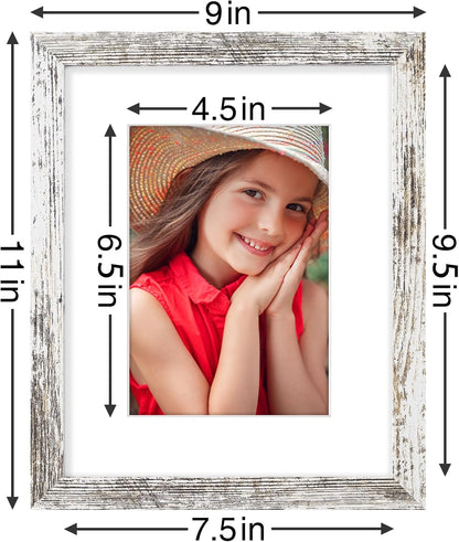 Vittanly 8x10 Picture Frames Set of 9, Shatter Resistant Plexiglass, Display 5x7 Pictures with Mat or 8x10 without Mat, Photo Frames for Wall or Tabletop, Engineered Wood, Black - Colors A