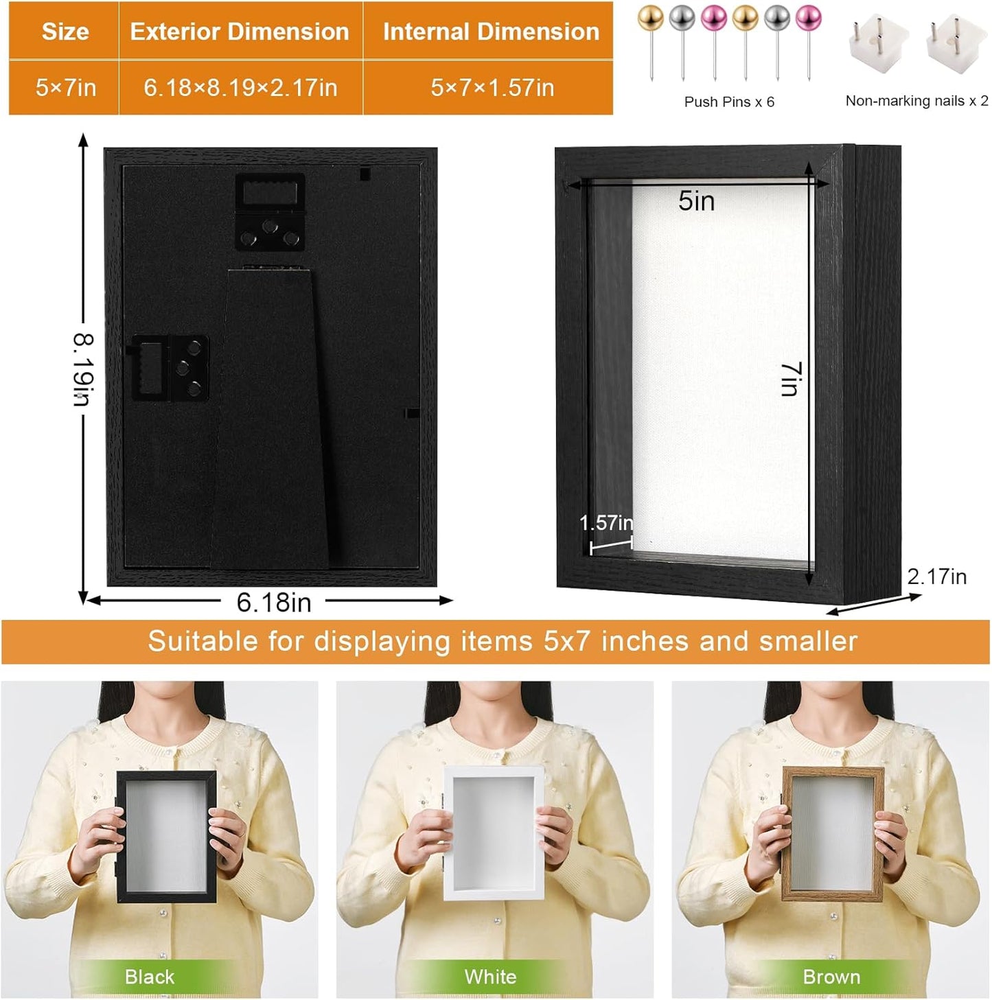 8x10 Deep Shadow Box Picture Frame Display Case with Linen Back and Stand,Real Glass Black Shadow Memory Box Frame 8x10 for Flower Baby Pet Wedding Photo Art Craft Memorial Wall Decor Gift