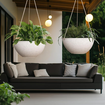 LA JOLIE MUSE Large Hanging Planters - 13 Inch Flower Pots Outdoor Indoor, Hanging Garden Planters Set of 2, New Iron Color