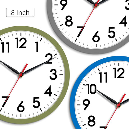 AKCISOT Wall Clock, Modern Small Wall Clocks Battery Operated 8 Inch, Silent Non-Ticking Analog Classic for Office, Home, Bathroom, Kitchen, Bedroom, School(Black)