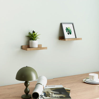White Floating Shelves for Wall Decor, Wall Mounted Wood Storage Shelf for Bedroom, Living Room, Bathroom, Kitchen, Nursery, Display Picture Ledge Shelf with Lip Set of 2-14 Inches, White
