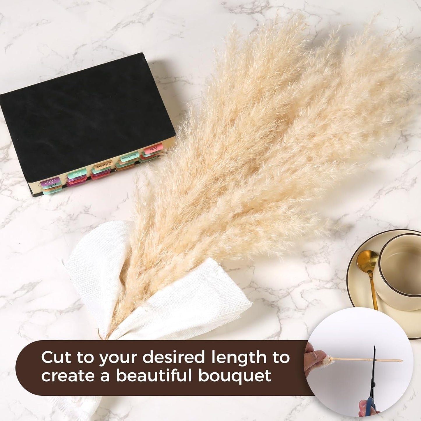 Pasuvsigt 12pcs 40'' Dried Pampas Grass Decor - Tall-Large Pampas Grass - Natural Beige - Boho Home Decor