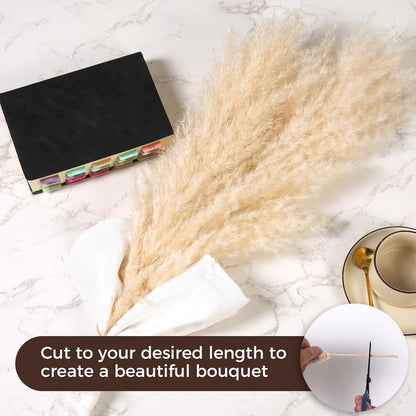 Pasuvsigt 12pcs 40'' Dried Pampas Grass Decor - Tall-Large Pampas Grass - Natural Beige - Boho Home Decor