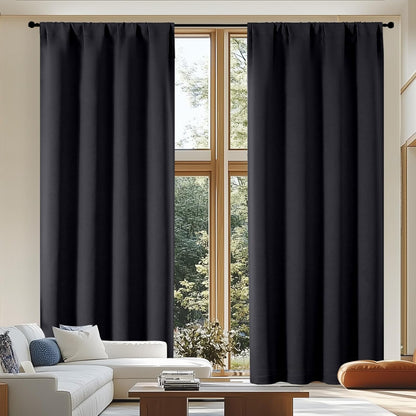 Simplebrand Ava Sage Green Blackout Curtains for Bedroom 63 Inch Length 2 Panels Set, Solid Thermal Insulated Energy Saving Rod Pocket Window Treatment Curtains Blackout Drapes, W40 x L63 Inch, Sage - Colors C