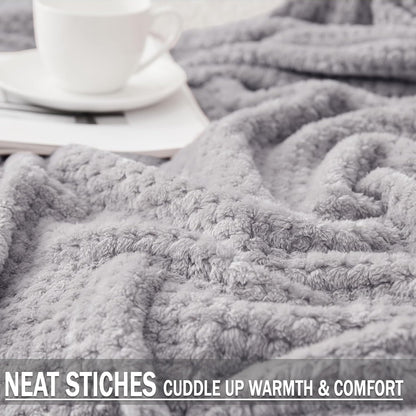 Exclusivo Mezcla Fleece Throw Blanket Extra Large, Super Soft and Warm Blankets for Couch, Sofa and Bed Waffle Textured, Cozy, Fuzzy and Lightweight (Slate Blue, 50x70 Inches)