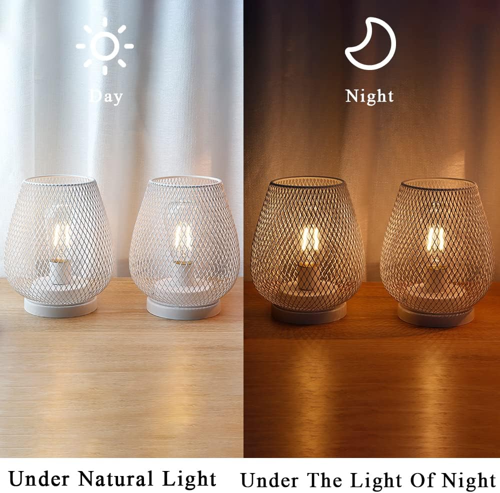 JHY DESIGN Set of 2 Metal Cage LED Lantern Battery Powered Cordless Accent Light with LED Great for Weddings Parties Patio Events for Indoors Outdoors