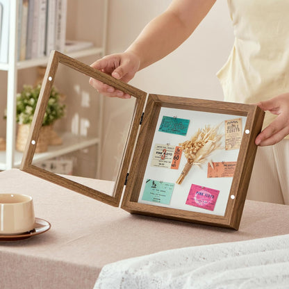 8x10 Deep Shadow Box Picture Frame Display Case with Linen Back and Stand,Real Glass Black Shadow Memory Box Frame 8x10 for Flower Baby Pet Wedding Photo Art Craft Memorial Wall Decor Gift