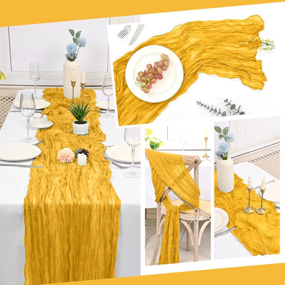 10 Pack Beige Cheesecloth Table Runner 17x108 Inch Boho Gauze Cheese Cloth Table Runners for Wedding Party Baby Shower Birthday Home Decor