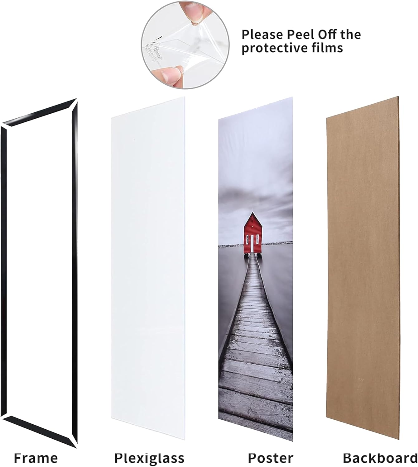ELSKER&HOME 22.375 x 34 Poster Frame 3 Pack, Black Picture Frame for Horizontal or Vertical Wall Mounting, Sturdy and Scratch-proof