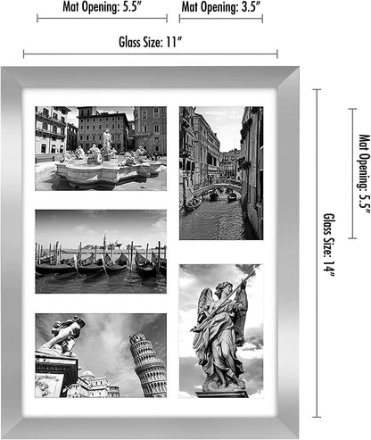 Americanflat 4x6 Collage Picture Frame with Shatter-Resistant Glass - Fits Five 4x6 Photos or Use as One 11x14 Picture Frame - Signature Collection - Collage Frames for Wall Display - Black