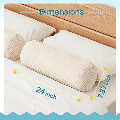 1 MIDDLE ONE Body Pillow, Memory Foam Body Pillows for Adults Sleeping, Decorative Bolster Pillow for Bed & Couch, Long Cylinder Tube Round Pillow, 24x7.87 Inches, Set of 2 (Light Grey)