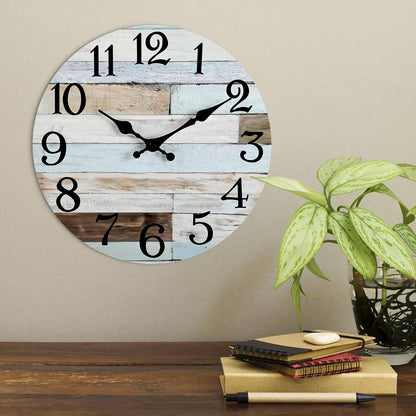 KECYET Wall Clock Battery Operated 8 Inch Silent Non Ticking Coastal Design Country Rustic Retro Decorative for Bathroom Kitchen Living Room Bedroom